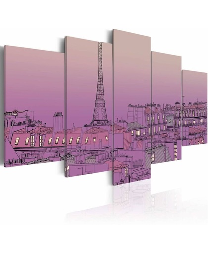 Schilderij - Lavendel zonsopkomst over Parijs