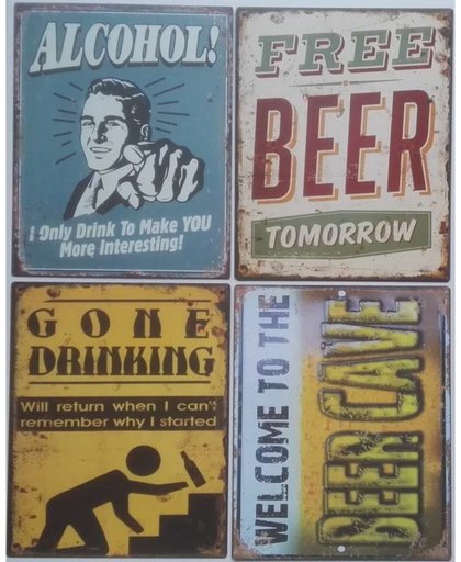 vier wandborden reclame borden onderwerp bier (set 2)
