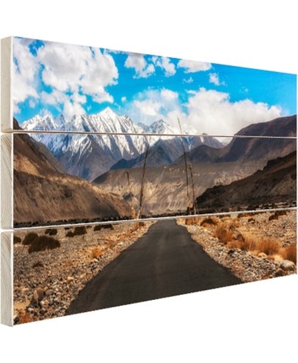 Eindeloze weg richting de Himalaya Hout 60x40 cm - Foto print op Hout (Wanddecoratie)