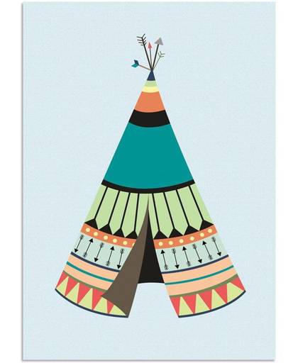 Kinderkamer poster Tipi DesignClaud - Indianen Stijl Kleurrijk - A4 poster