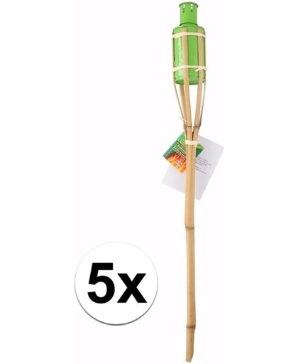 5 bamboe tuinfakkels groen 60 cm - fakkels