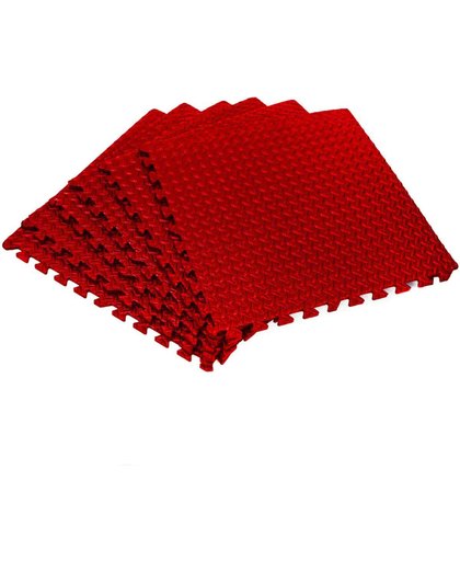 #DoYourFitness - Puzzelmat - »PuzzleMe« - geluidsdempend & vloerbeschermend - 6 in elkaar passende elementen van 60x60x1,2 cm, in totaal ca. 2,2 m2 - rood