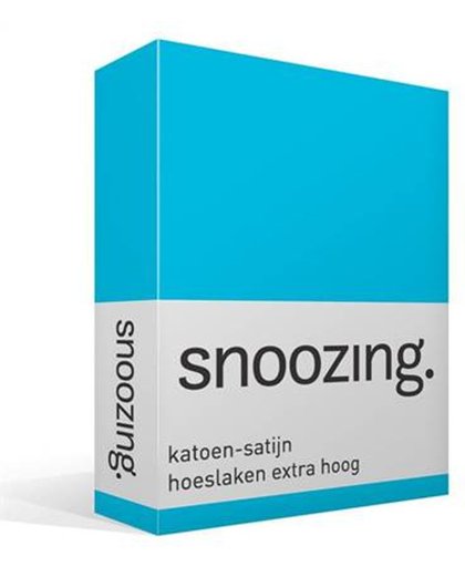Snoozing - Katoen-satijn - Hoeslaken - Eenpersoons - Extra Hoog - 80x220 cm - Turquoise