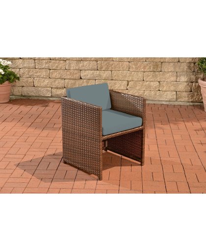 Clp Poly-rotan Wicker stoel / fauteuil TAHITI, aluminium frame, kussen - bruin gemeleerd hoes : ijzergrijs