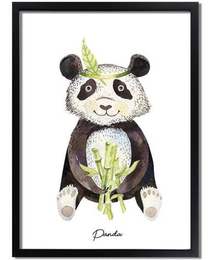 Kinderkamer poster Panda DesignClaud - Waterverf stijl - A3 + fotolijst zwart