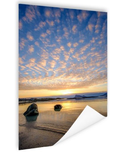 Zonsondergang op het strand Poster 60x90 cm - Foto print op Poster (wanddecoratie)
