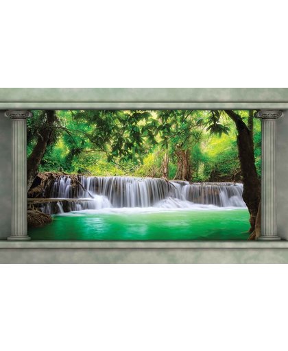 Fotobehang Waterfall Forest | XXXL - 416cm x 254cm | 130g/m2 Vlies