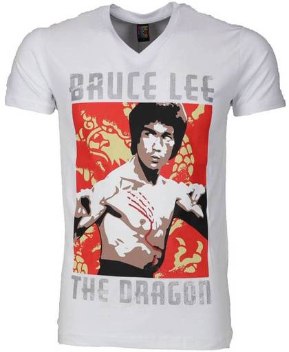 Mascherano T-shirt - Bruce Lee the Dragon - Wit - Maat: XS
