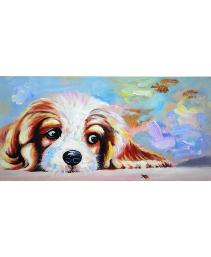 Schilderij hondje 80 x 40 Artello - Handgeschilderd