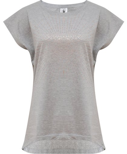 Yoga-T-Shirt "Batwing sunray" - grey copper XL Sporttop performance YOGISTAR