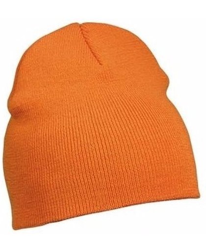 Gekleurde basic muts oranje voor dames - wintermuts