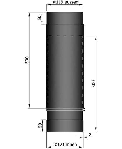 TT Kachelpijp ø120 schuifbuis lg 500-800mm  zwart - ø120 - 500-800mm - zwart - staal - 2mm dik -