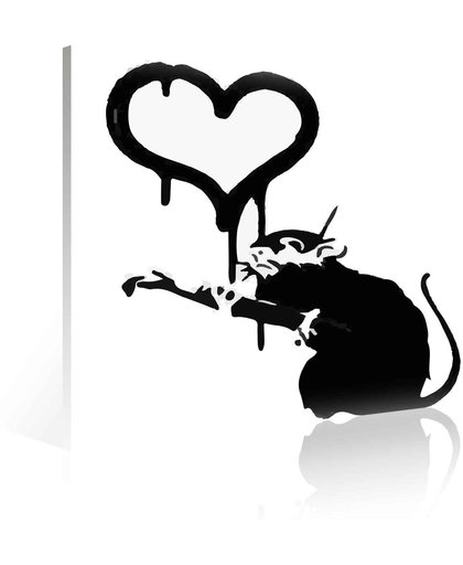 Banksy Love Rat Heart Graffiti Canvas Print 80cm x 80cm