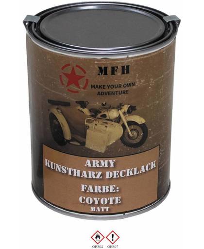 MFH Blik met verf 'Army' COYOTE mat 1 liter kunsthars dekkende lak