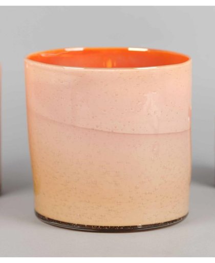 Rasteli - Glas - Glazentheelicht - Glazenwindlicht - glazen vaas -  Oranje -Ø20,5xH20,5cm -