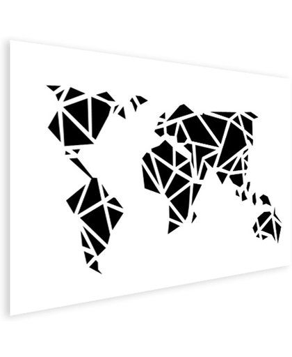 Wereldkaart geometrisch zwart Poster 80x60 cm