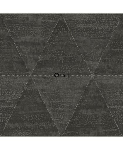 HD vlies behang aangetaste metalen driehoeken donker zwart - 337605 van Origin - luxury wallcoverings uit Matières - Metal