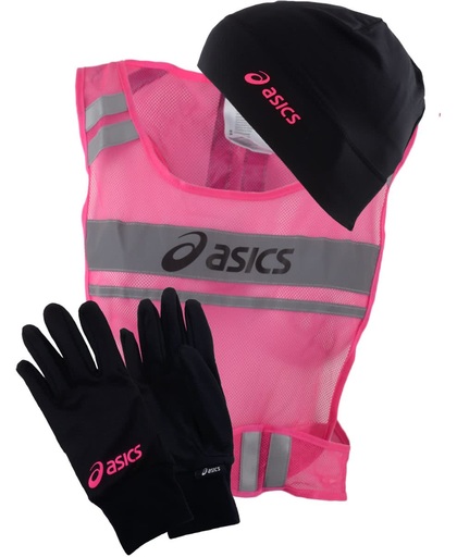 Asics Winterpack Hardloopset Hardloophandschoenen - Vrouwen - zwart/roze