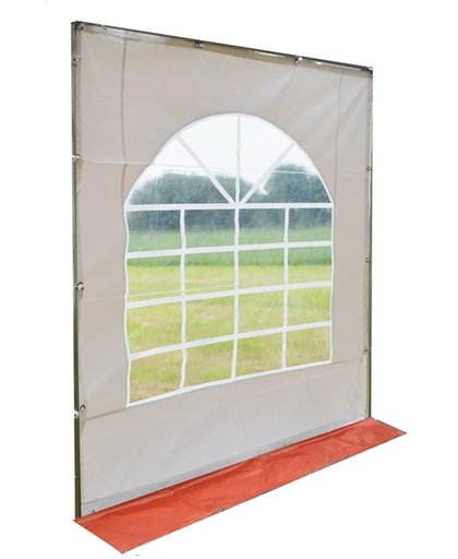 Partytent zijwand PVC met raam - 2 meter | Premium PVC - Rood  wit