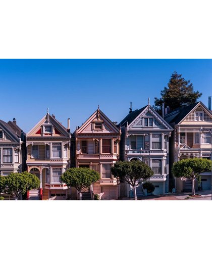 San Francisco Behang | Prachtige huizen van San Francisco | 375 x 250 cm | Extra Sterk Vinyl Behang