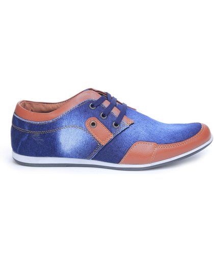 Heren schoenen van Manzotti lichte schoenen met denim stof kleur blauw
