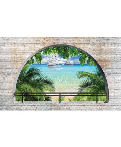Fotobehang Beach Tropical Island Arch View | XXL - 312cm x 219cm | 130g/m2 Vlies