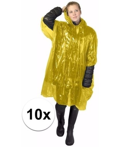 10x wegwerp regenponcho geel - poncho