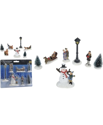Kersthuisjes - Kerstdorp - Kerstfiguren - Set van 7 stuks