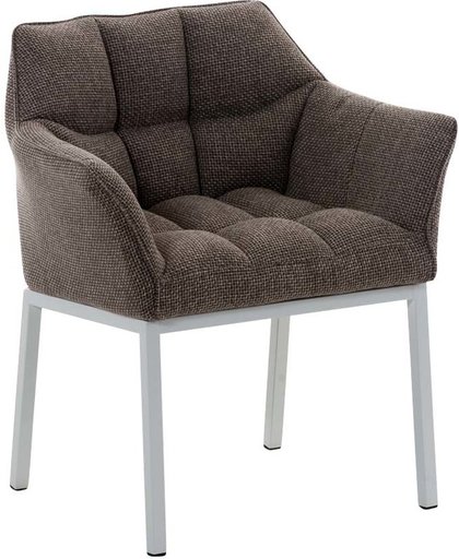 Clp Lounge stoel OCTAVIA - gepolsterde stoel met armsteun, stof - terrabruin, onderstel : matwit metaal