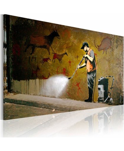 Schilderij - Graffiti verwijderen, Banksy 40x60cm