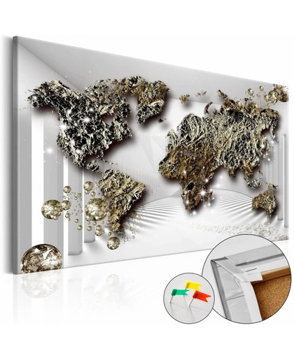 Afbeelding op kurk - Gouden toekomst, wereldkaart