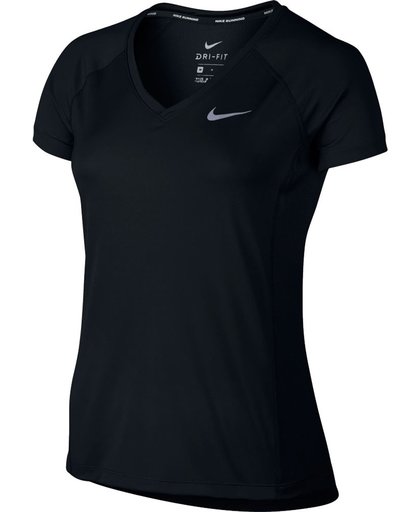 Nike Dry Miler Top V-Neck Sportshirt Dames - Black/Black/(Reflective Silv)