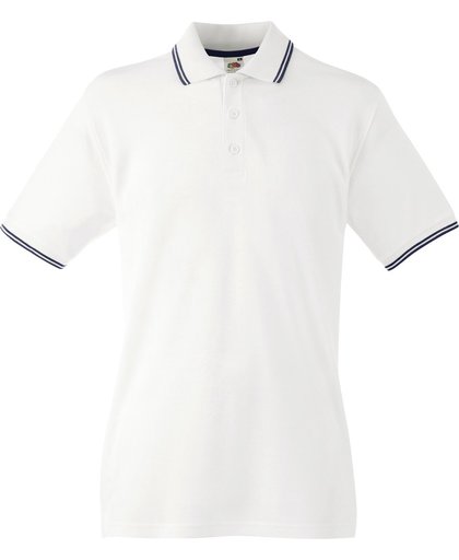 Fruit of the Loom Polo Tipped White/Deep Navy L