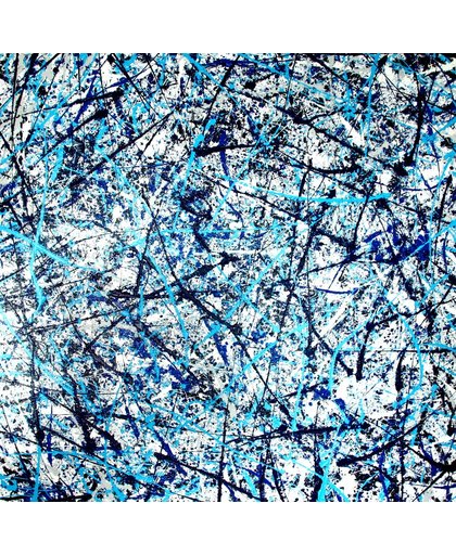 Schilderij abstract 100x200 cm Rick Triest Bright and Dark blue with Dark Denim waiting for Indigo