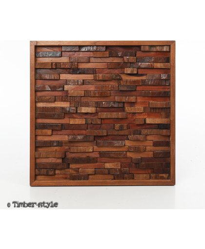 3D houten wanddecoratie Reliëf - gelakt - 60 x 60 x 4,5 cm.