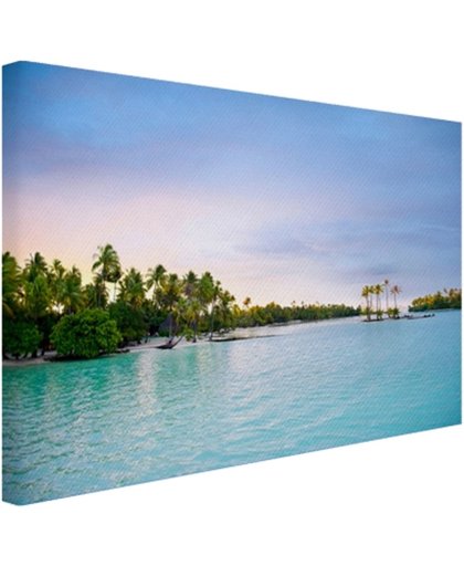 Palmbomen in de tropische oceaan Canvas 30x20 cm - Foto print op Canvas schilderij (Wanddecoratie)