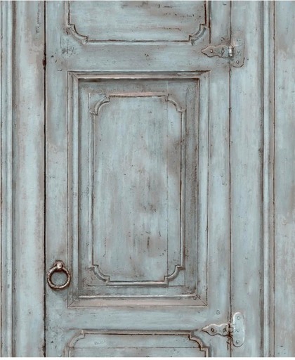 Home oude deur blauwgroen behang (vliesbehang, blauw)