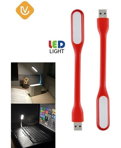 LenV - Flexibele USB LED Lamp - Verlichting / Leeslamp Voor PC / Computer / Laptop - Rood