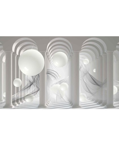 Fotobehang Columns Passage Abstract Spheres | L - 152.5cm x 104cm | 130g/m2 Vlies