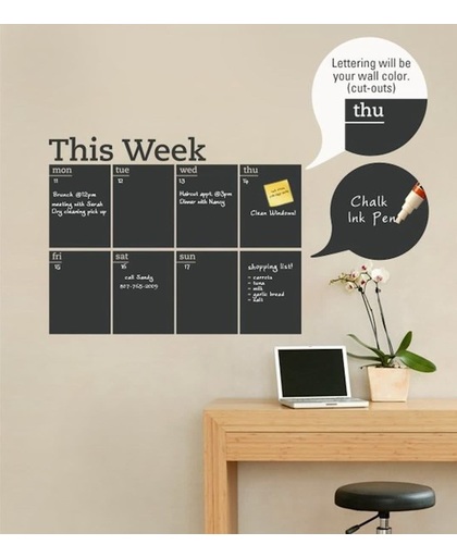 Weekplanner - Weekplanner Krijtbord Sticker / Muursticker / Woonkamer / Slaapkamer / Kinderkamer- Voor Krijtbord / Schoolbord Stift - Met Gratis Krijtstift!