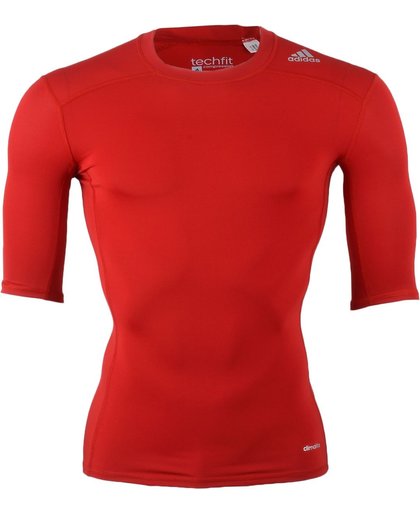 adidas TechFit Base  Sportshirt - Maat S  - Mannen - rood