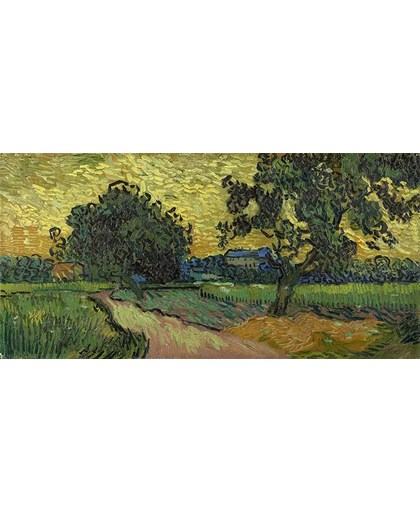 Vincent van Gogh - Landschap bij avondschemering - 20x40cm Canvas Giclée