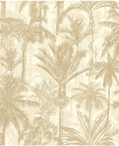 Botanical palmbomen beige/creme behang (vliesbehang, beige)