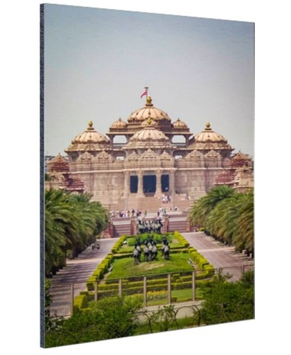 Akshardham Tempel India Aluminium 40x60 cm - Foto print op Aluminium (metaal wanddecoratie)