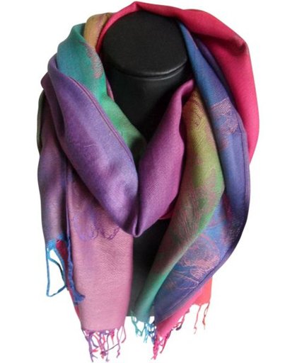 Mooie hippe sjaal van pashmina mix kleuren vlinders lengte 180 cm breedte 70 cm.