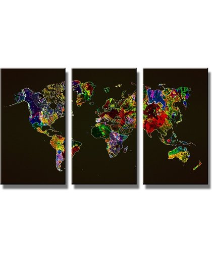 De Wereldkaart - Canvas Schilderij Drieluik 160 x 90 cm