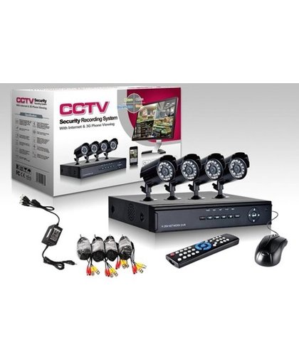 CCTV DVR Kit Beveiligingscamera Plug en Play camerasysteem  - 4 camera's ZWART + 1TB HARDE SCHIJF