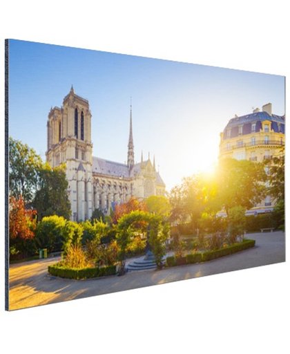 Notre Dame zonnige dag Aluminium 90x60 cm - Foto print op Aluminium (metaal wanddecoratie)