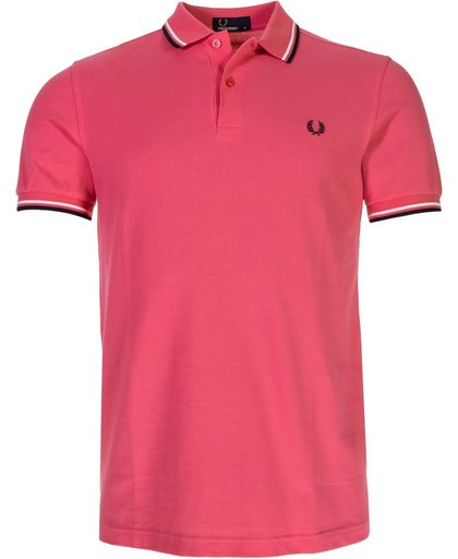 Fred Perry Twin Tipped Sportpolo casual - Maat M  - Mannen - roze/ wit/ zwart