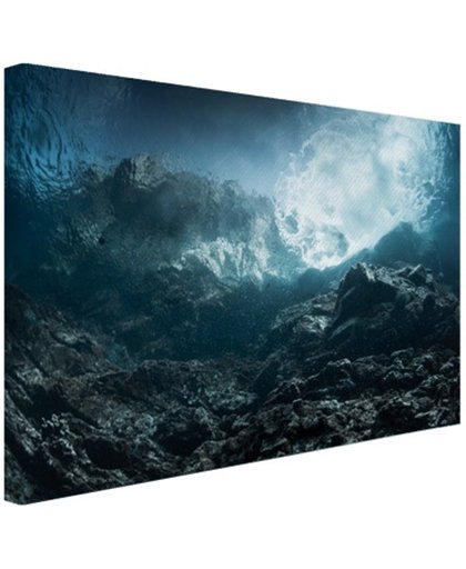 Donkere rotsen onder water Canvas 80x60 cm - Foto print op Canvas schilderij (Wanddecoratie)
